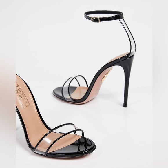 AQUAZZURA Minimalist 105 Patent PVC Heels in Black - Picture 5 of 16